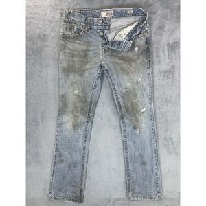 Mek Denim Jeans Mens 31x34 Blue Medium Wash Paris Straight Thrashed Button Fly
